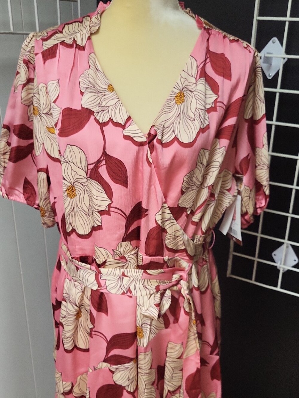 Nwt, Draper James Pink Floral Wrap Midi Dress XL - Picture 9 of 9